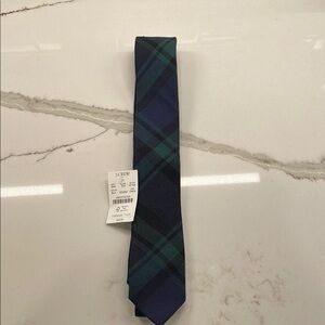 J. Crew Men's Blue and Green Plaid Slim Tie